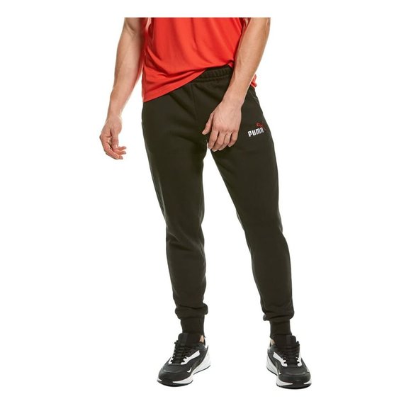 Puma Men's Essentials+ Logo Comfort Cotton Fleece Jogger Pants Black Large - Picture 1 of 6